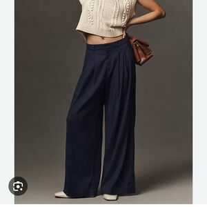 Anthropologie Navy Wide Leg Pants